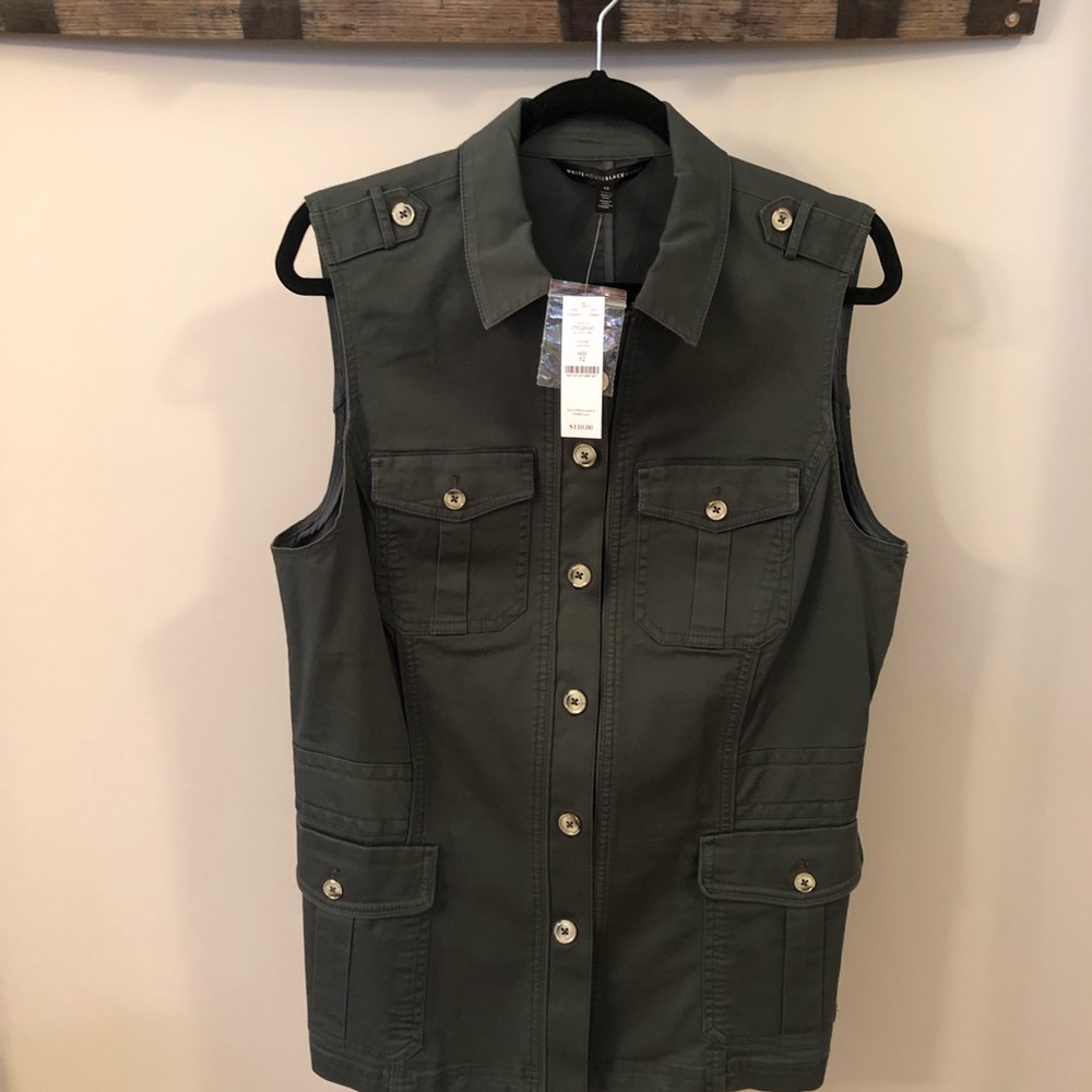 White House Black Market Olive Green Vest Jacket